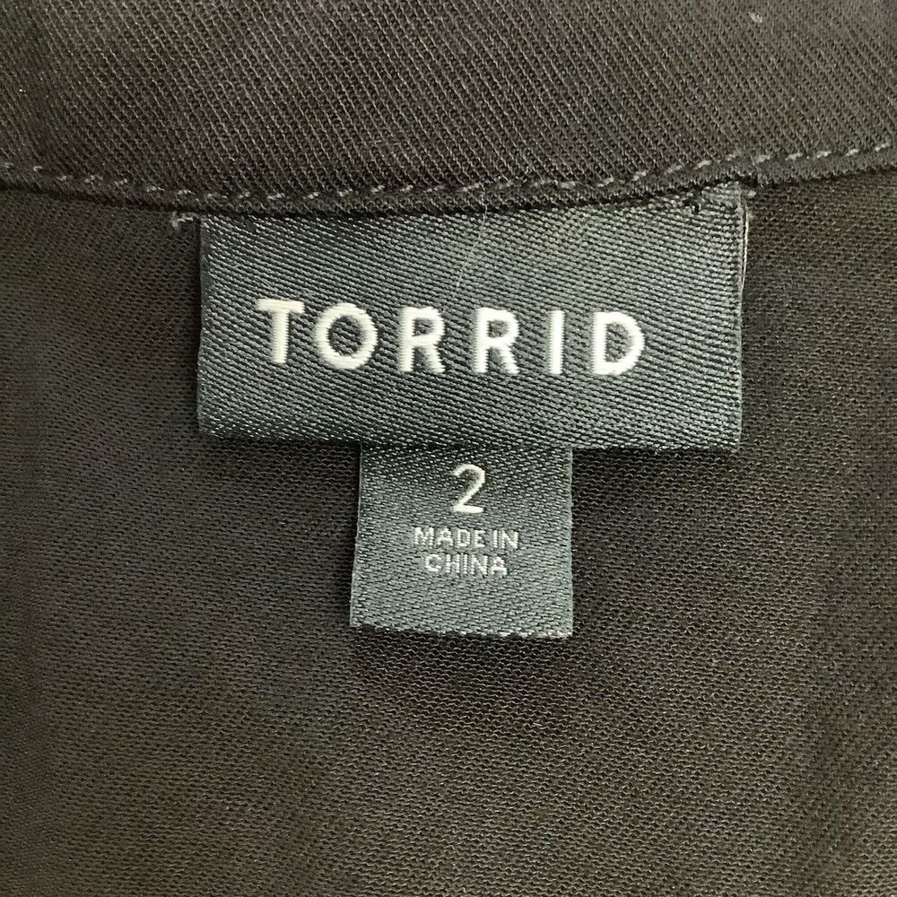 Torrid Button Up Black Dress Women 2 2X V Neck Short Sleeve Dark Academia Goth - Picture 6 of 13